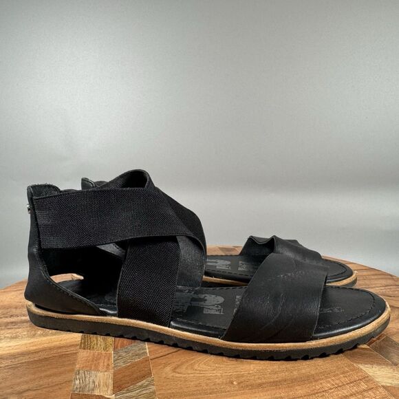Sorel Gladiator Sandals Women's Black 6.5 Ella II Criss Cross Stretch Straps - Picture 1 of 6